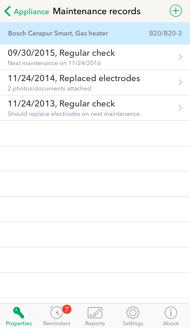 Manage maintenance records for appliance